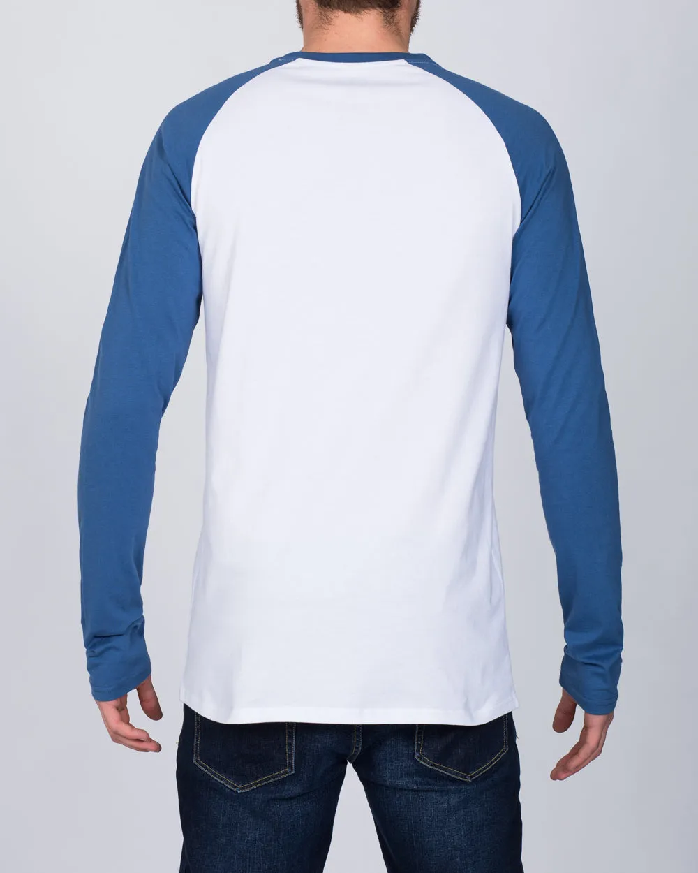 2t Raglan Long Sleeve Tall T-Shirt (white/denim)