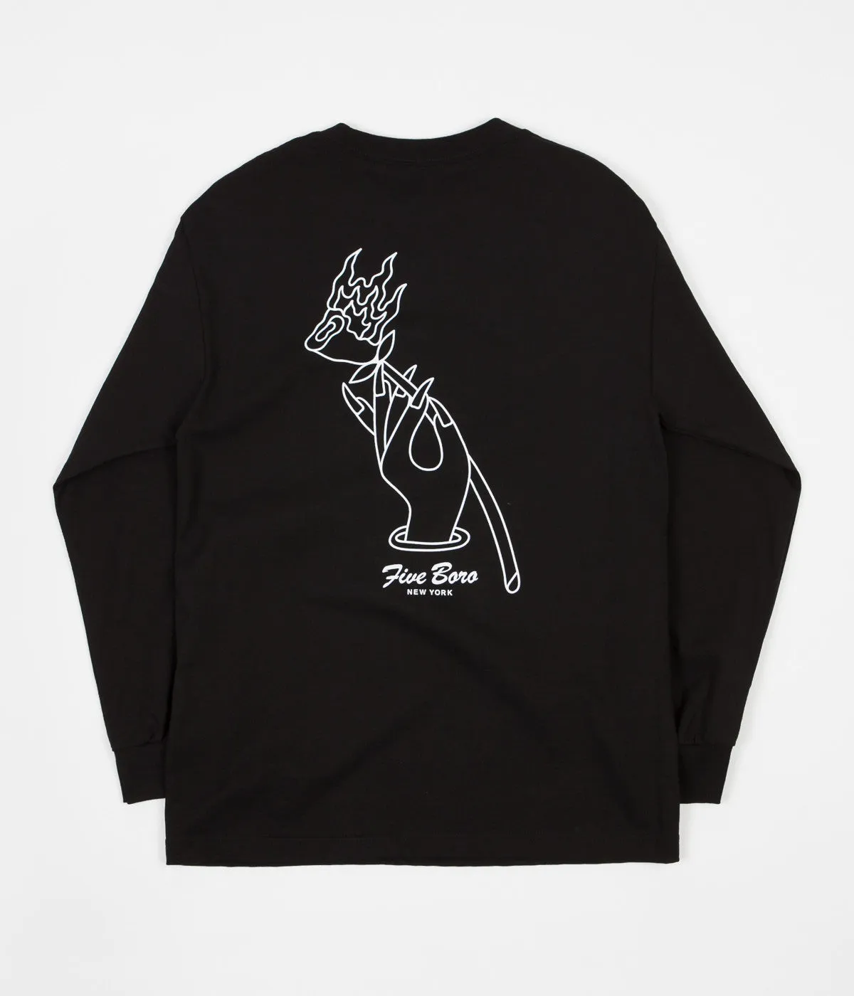 5Boro Burning Rose Long Sleeve T-Shirt - Black