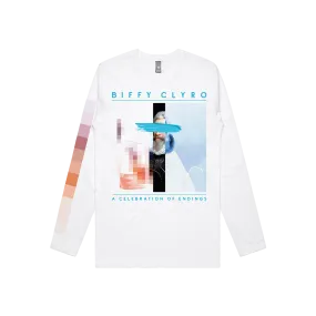 A Celebrations of Endings Pixel Long Sleeve T-shirt White