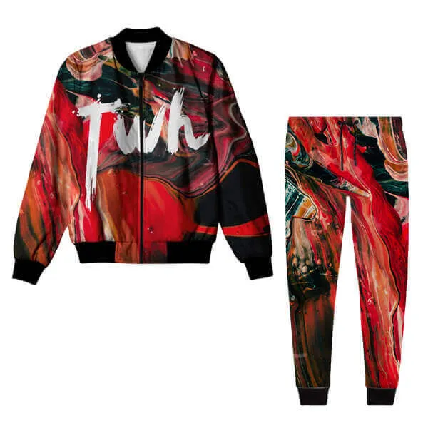 Abstract Jacket And Jogger Pant Track Suit