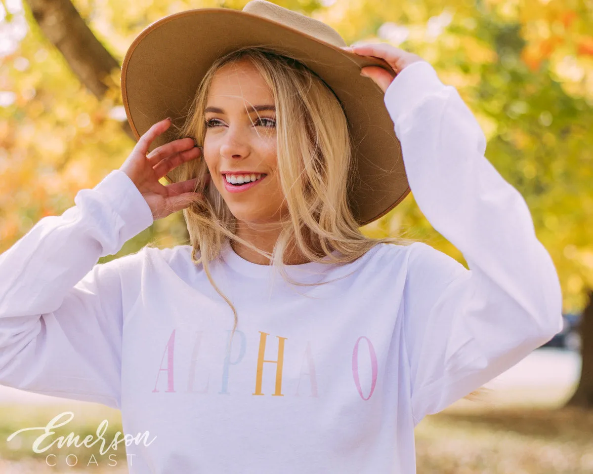 Alpha O Multicolor Letter Long Sleeve Tshirt