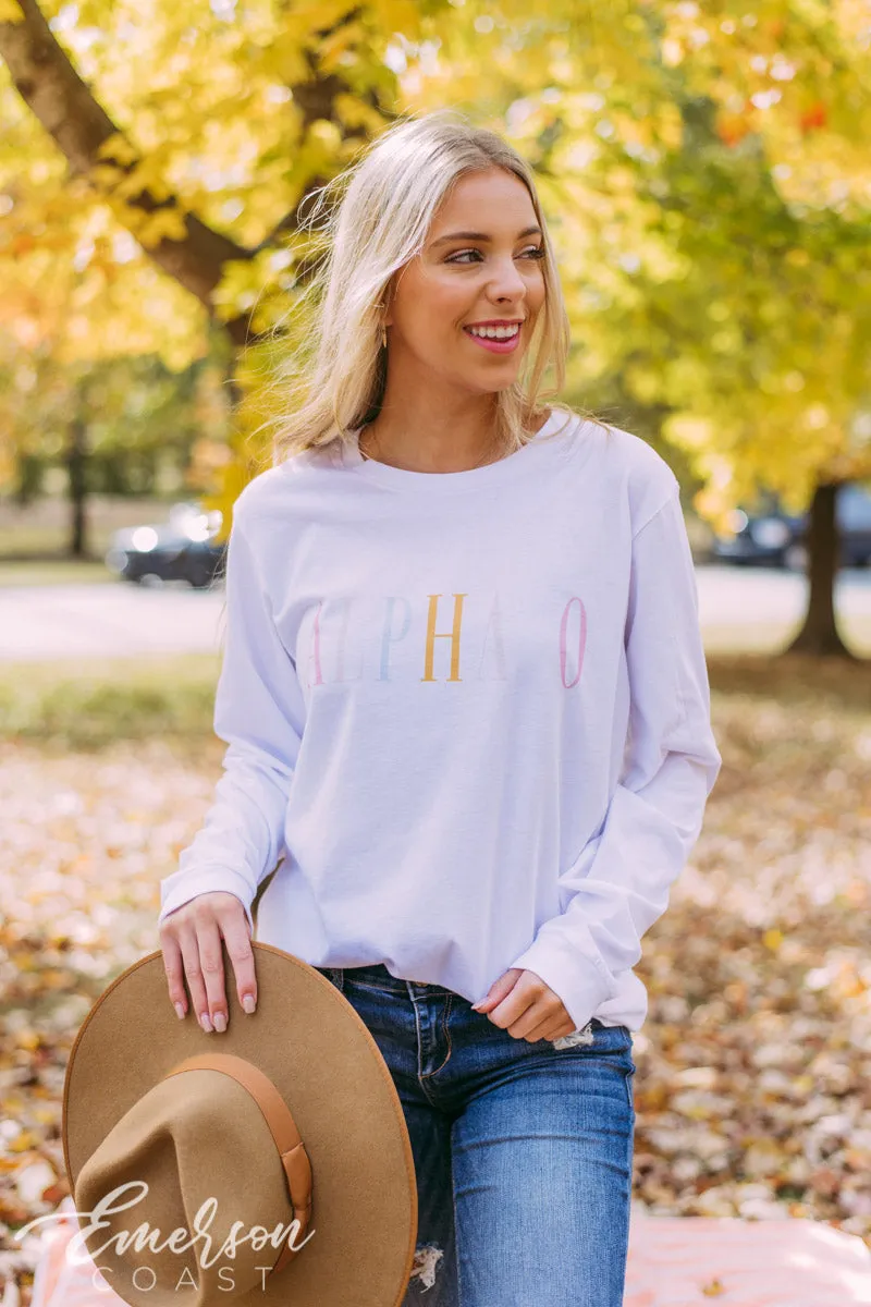 Alpha O Multicolor Letter Long Sleeve Tshirt