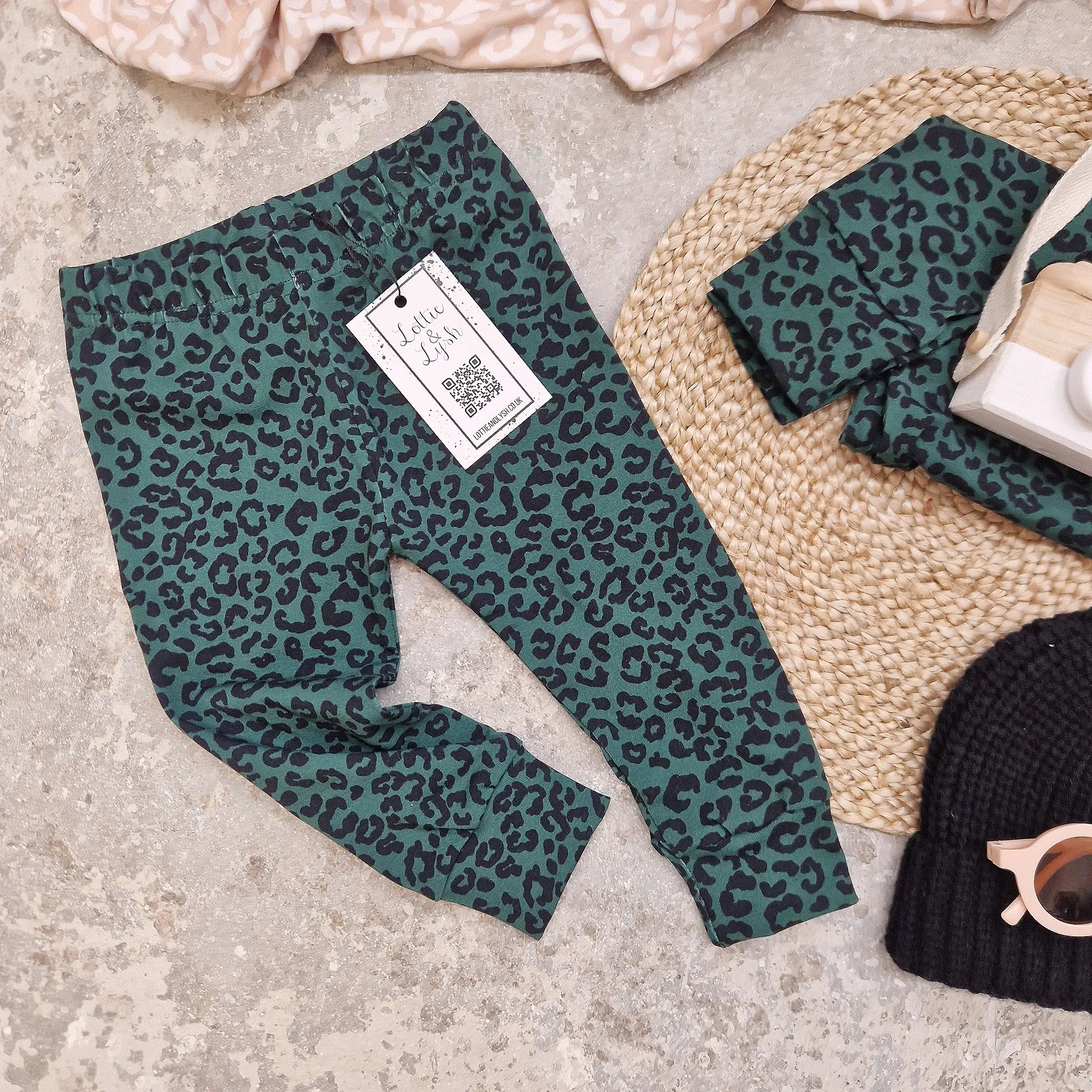 Alternative Baby Clothes | Emerald Leopard Print Leggings