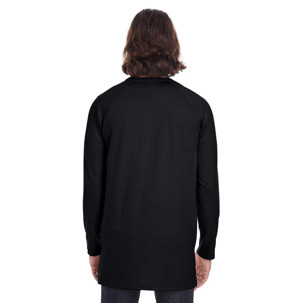 Anvil Men's Black Lightweight Long & Lean Raglan Long Sleeve T-Shirt