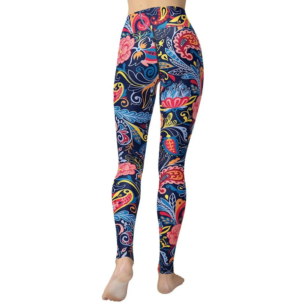 Art Deco Floral Yoga Leggings