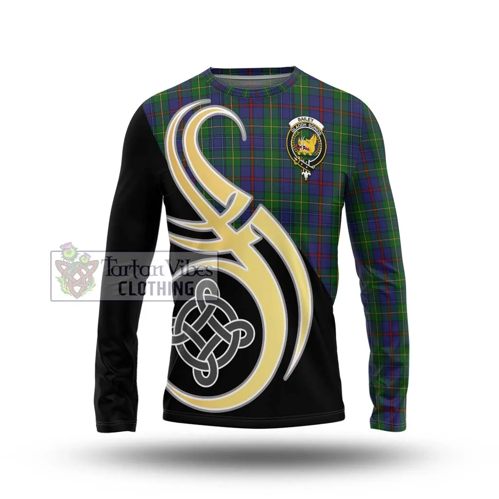 Bailey Tartan Long Sleeve T-Shirt with Family Crest and Celtic Symbol Style