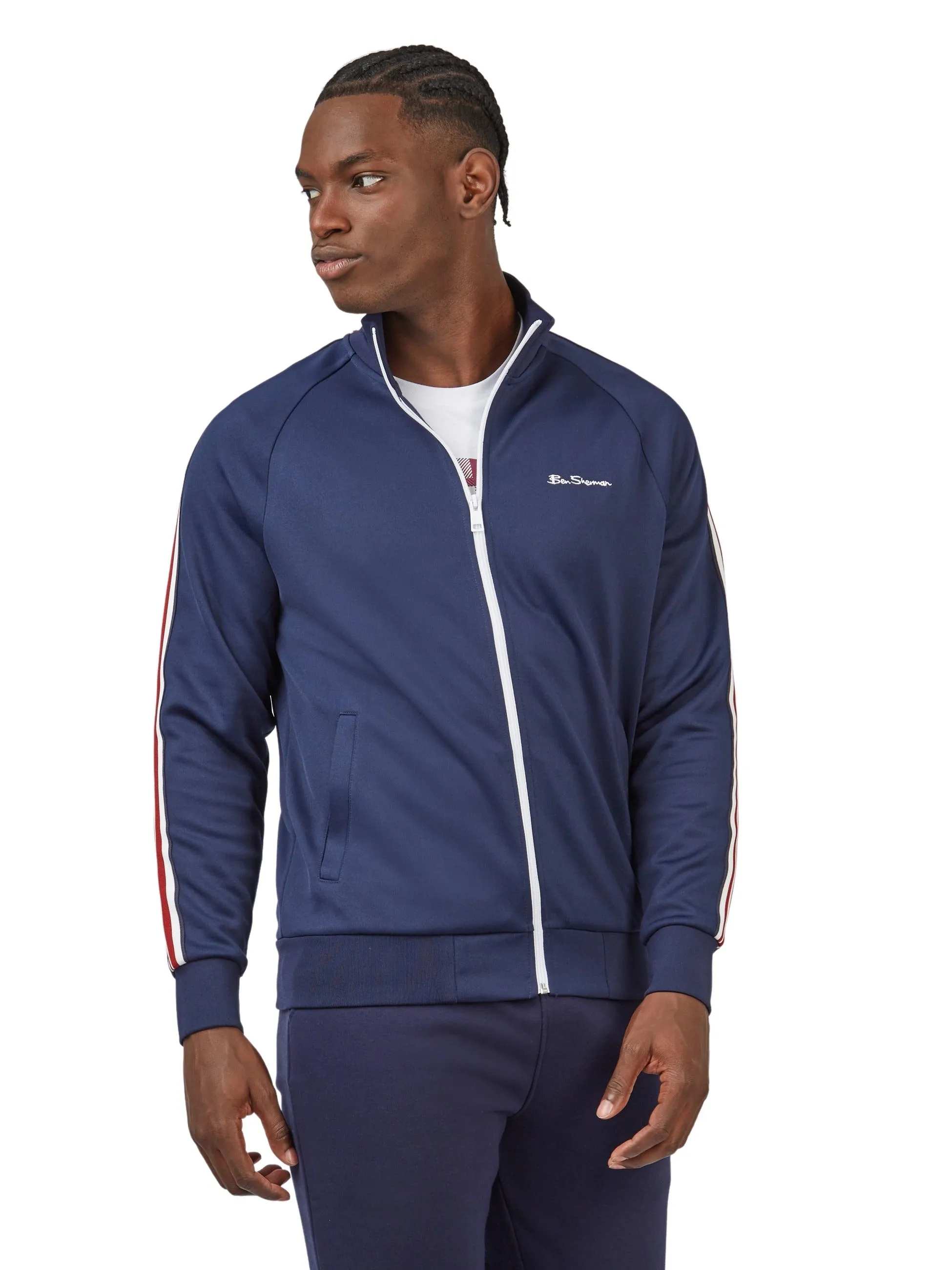 Ben Sherman Navy Blue Striped Retro Track Top Jacket