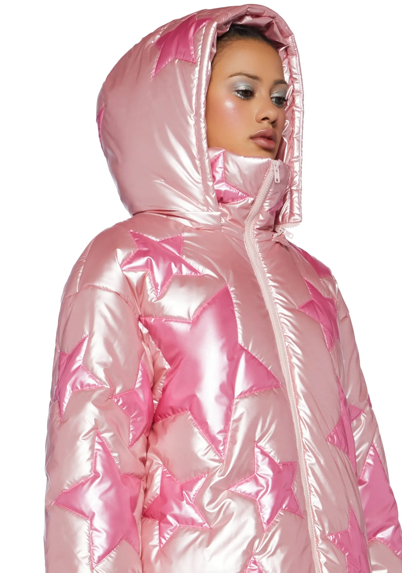 Beyond The Stars Puffer Jacket- Pink