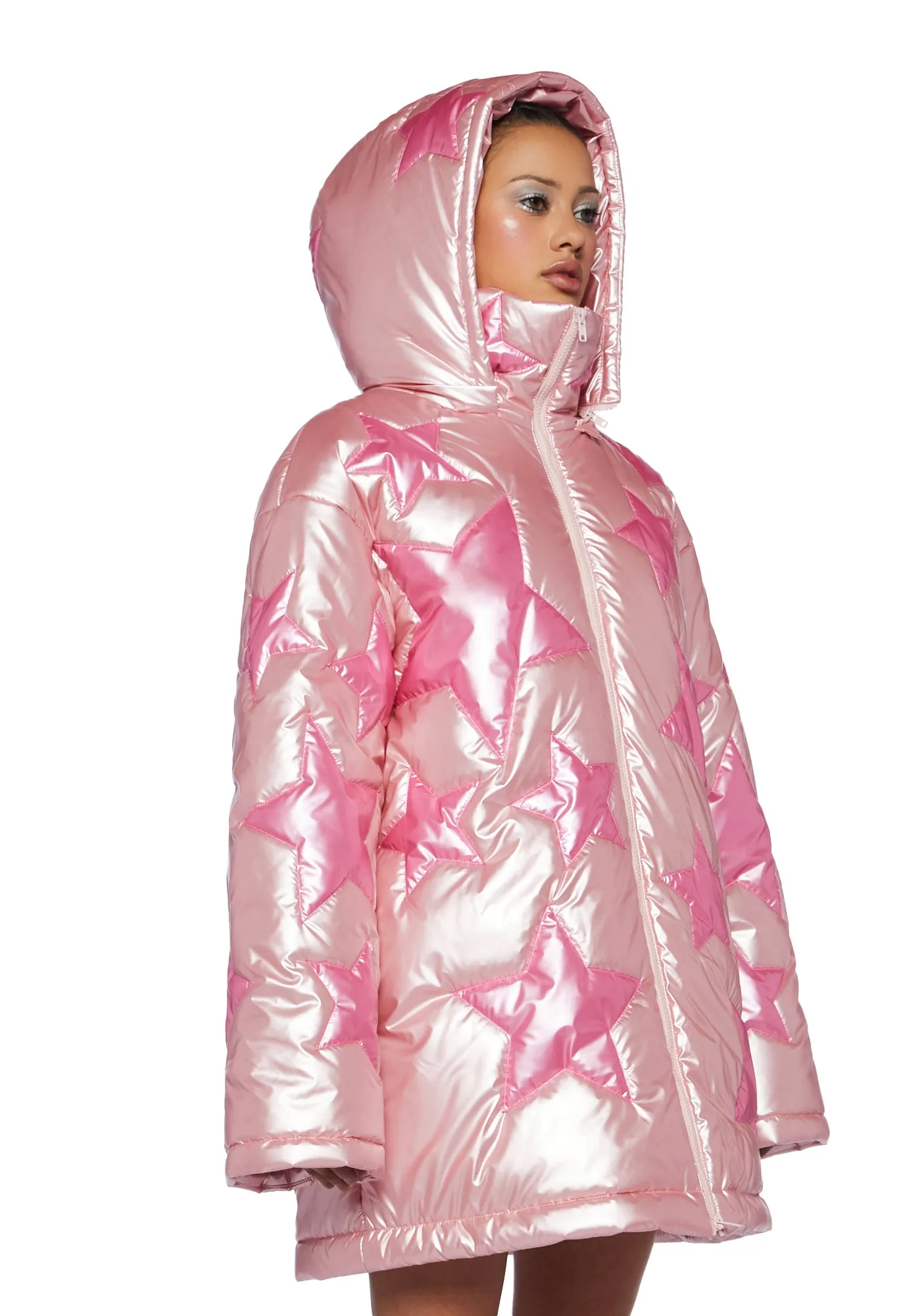 Beyond The Stars Puffer Jacket- Pink