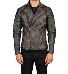 BIKER-1426 MUSH Distressed Brown Leather Biker Jacket