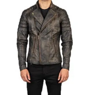 BIKER-1426 MUSH Distressed Brown Leather Biker Jacket