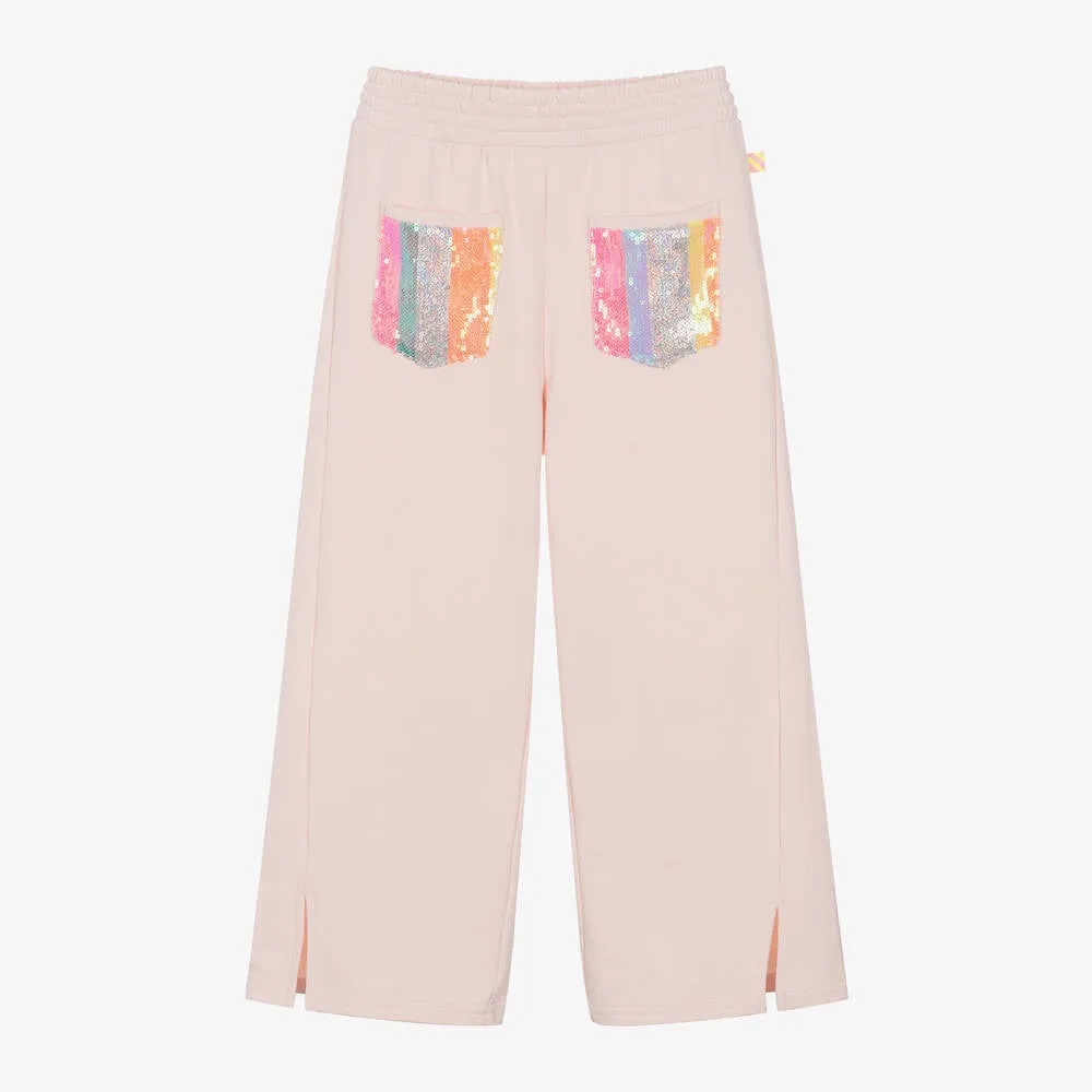 Billieblush Pink Cotton Sequin Pocket Joggers