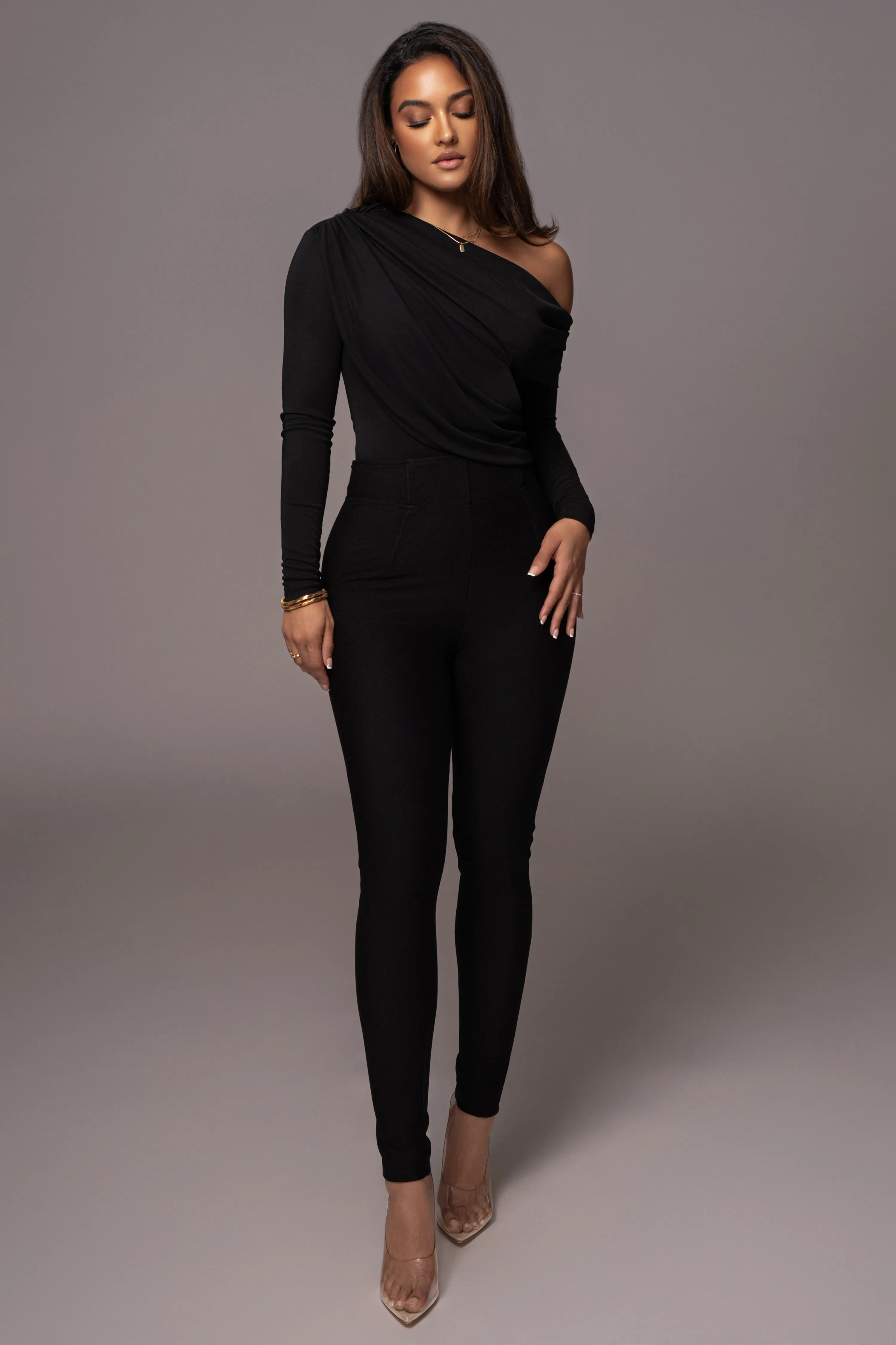 Black Ultra High Neck Bodysuit