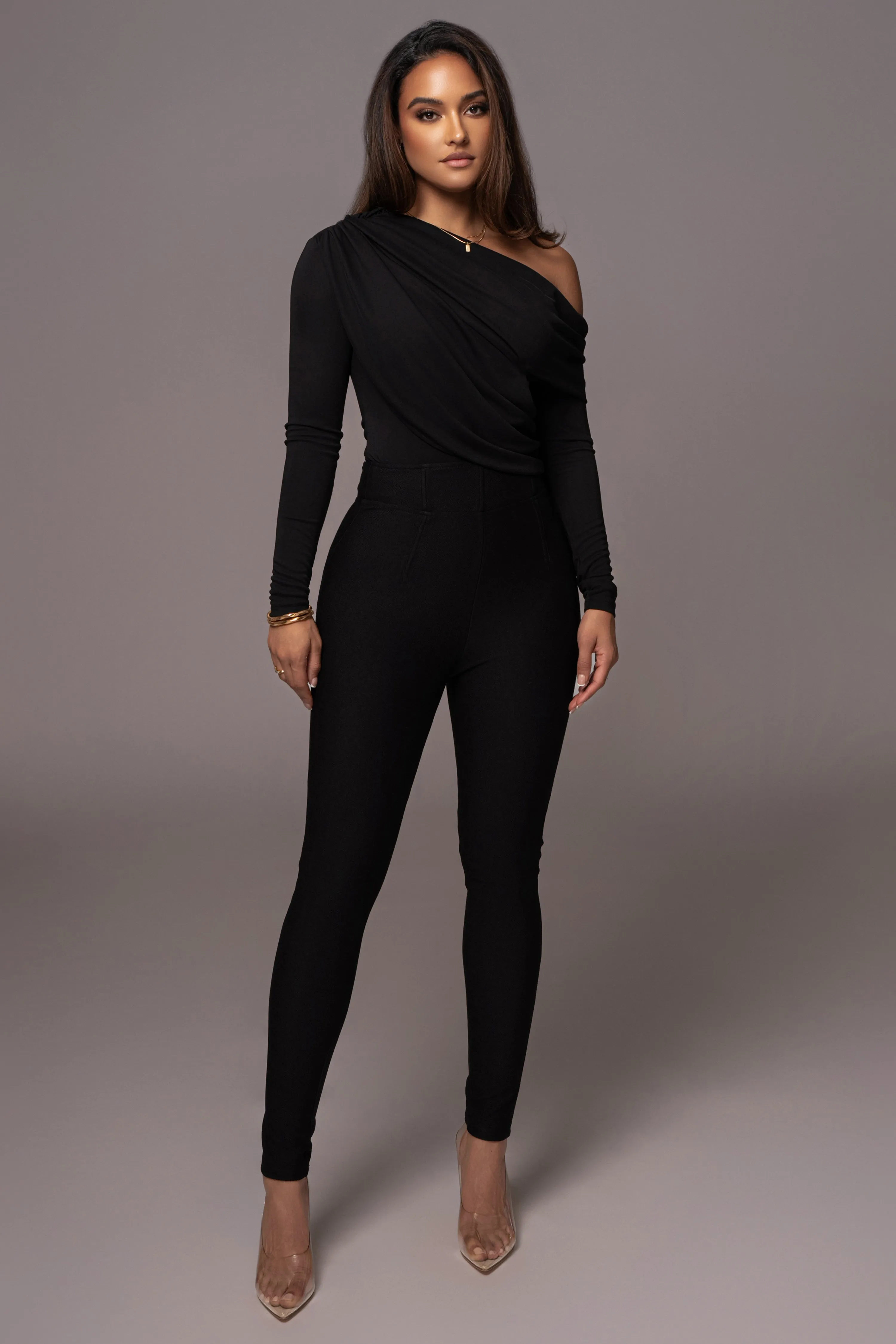 Black Ultra High Neck Bodysuit