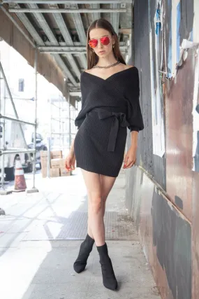 Black Wrap Knit dress