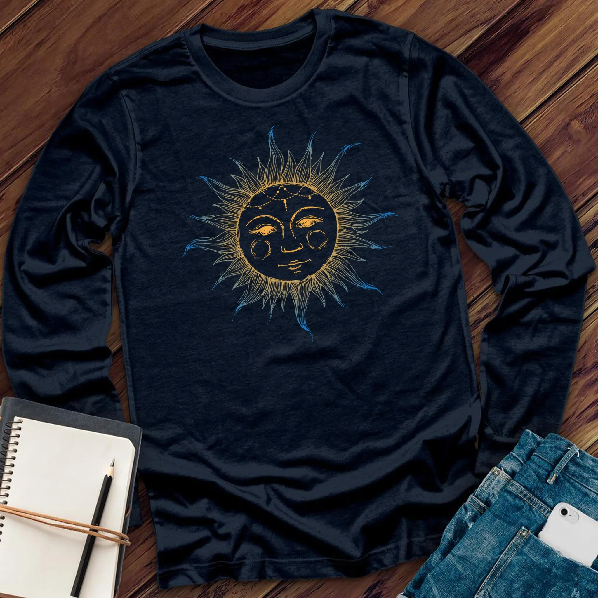 Blue and Yellow Sun Long Sleeve