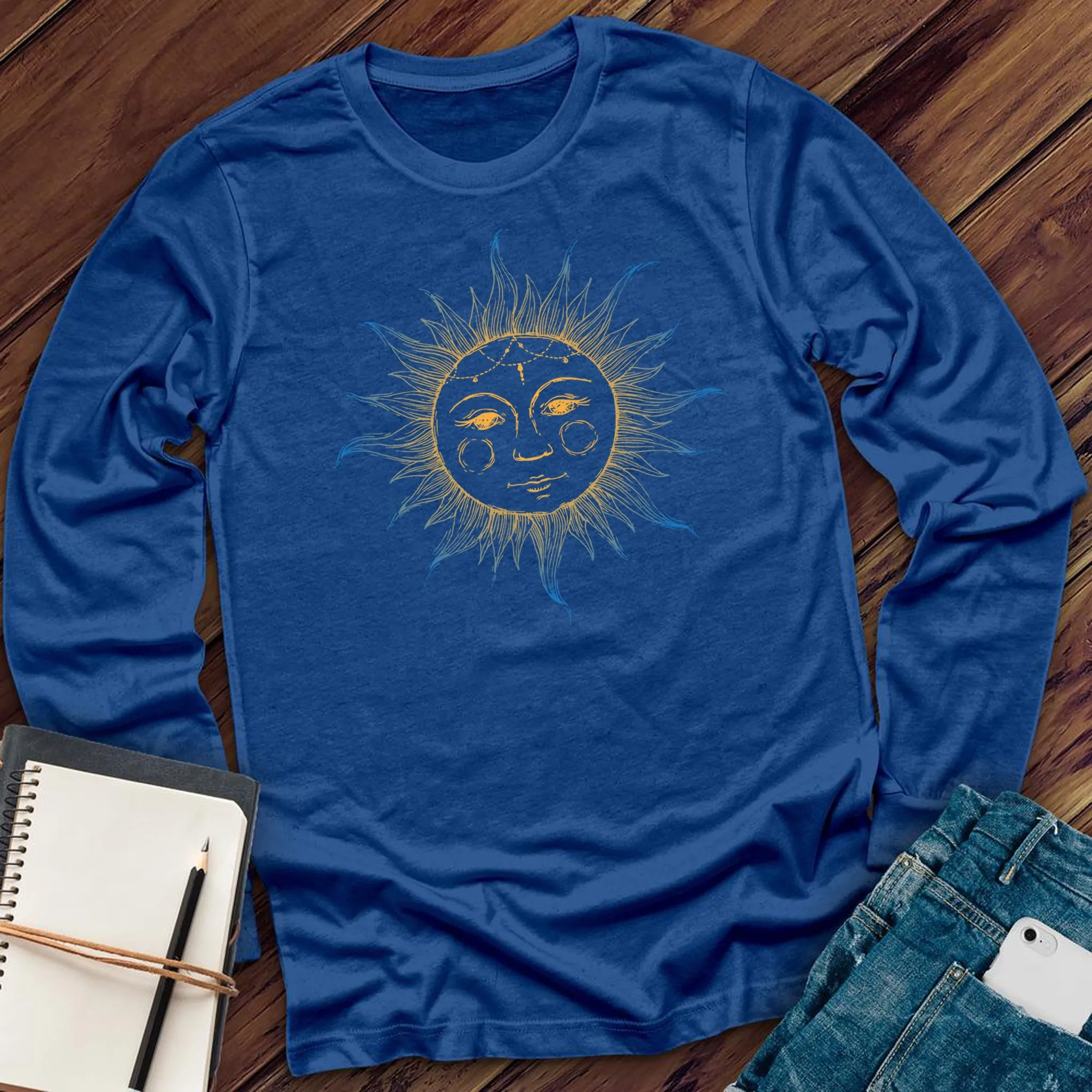 Blue and Yellow Sun Long Sleeve