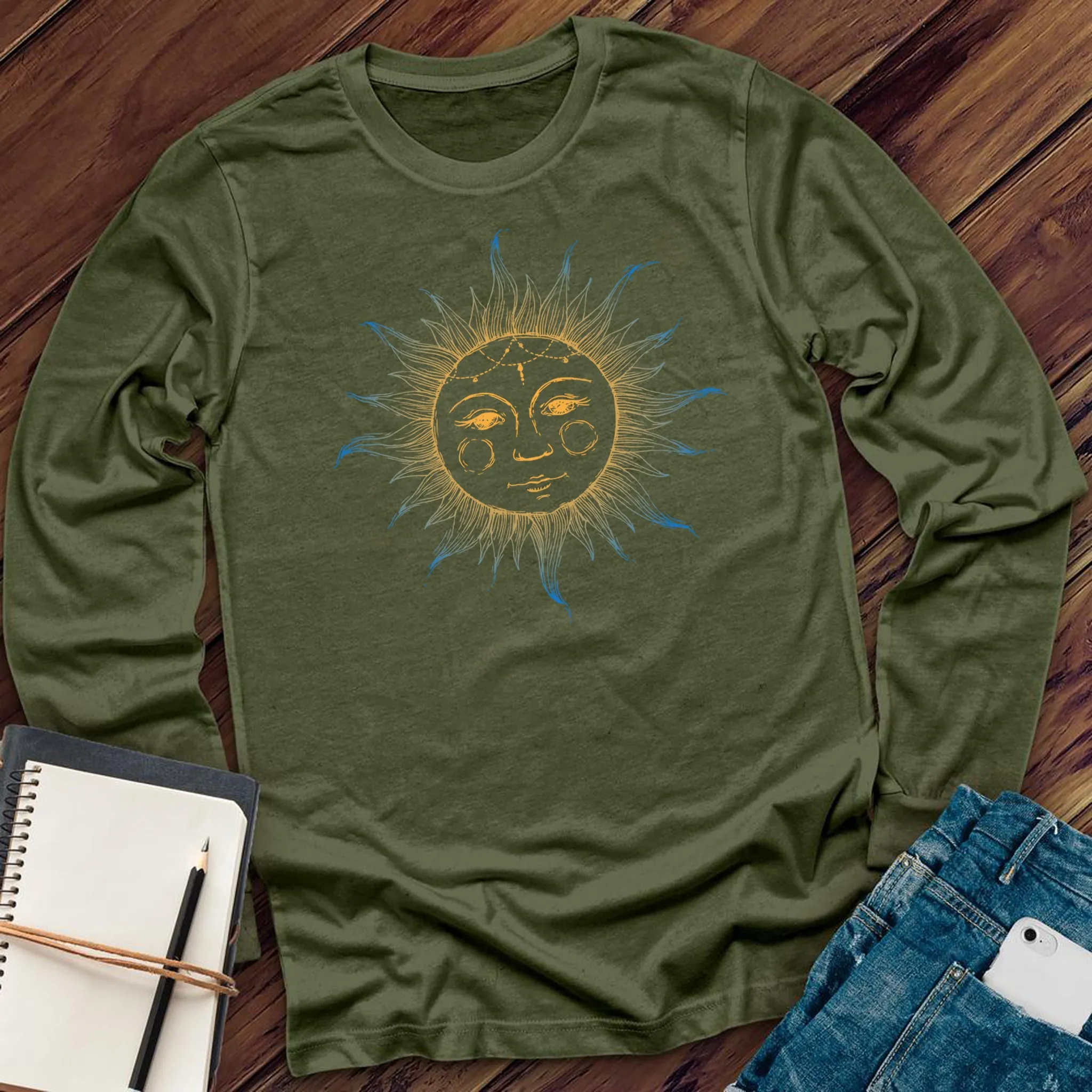 Blue and Yellow Sun Long Sleeve