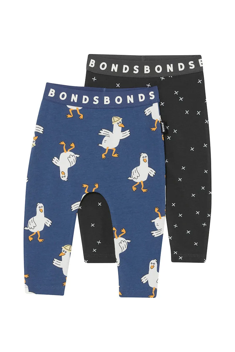 Bonds Roomies 2 Pack Legging - Guss The Seagull Navy/Black Star