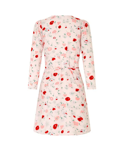 Britt S Wrap Dress AOP - Pink Garden