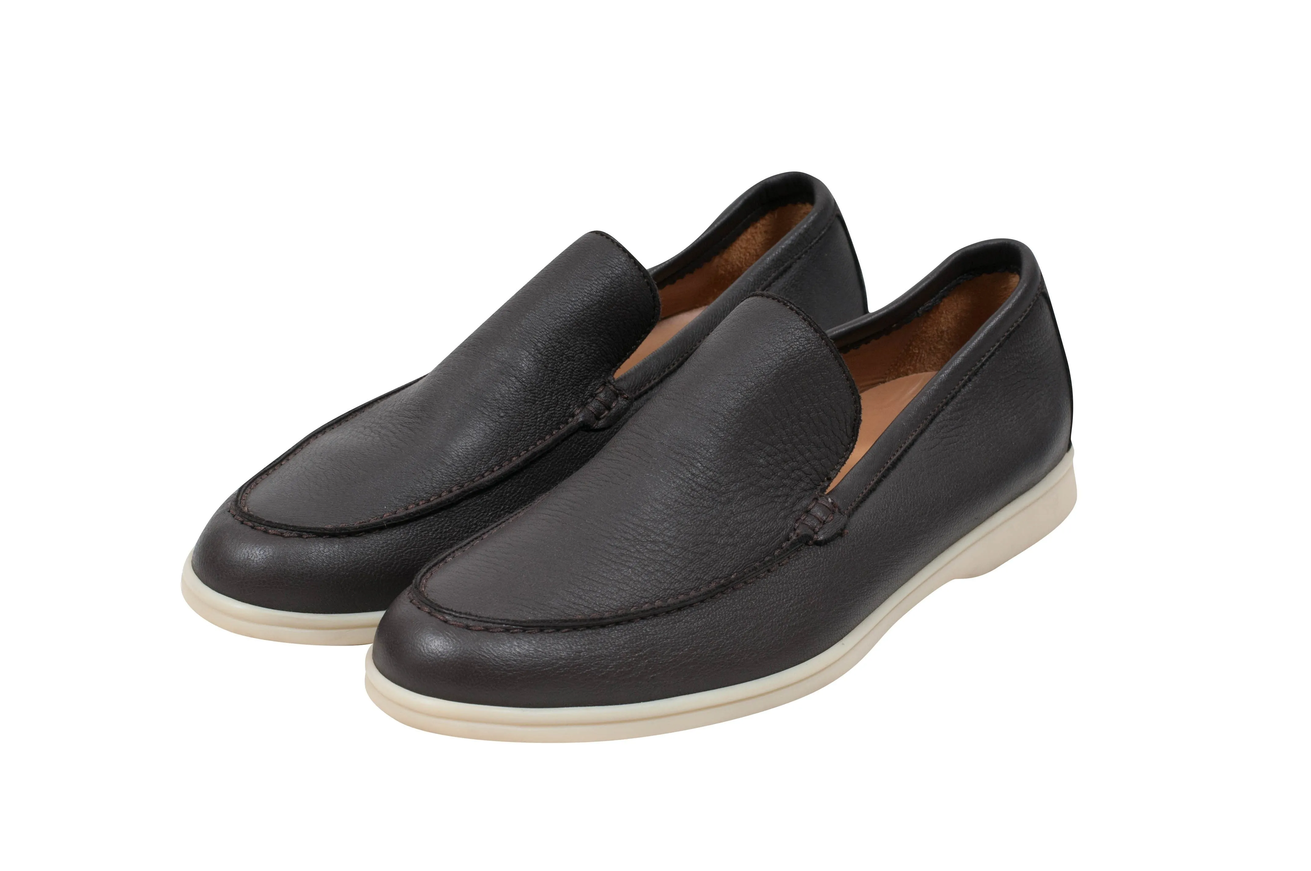 Brown Leather Summer Walk Slip Ons