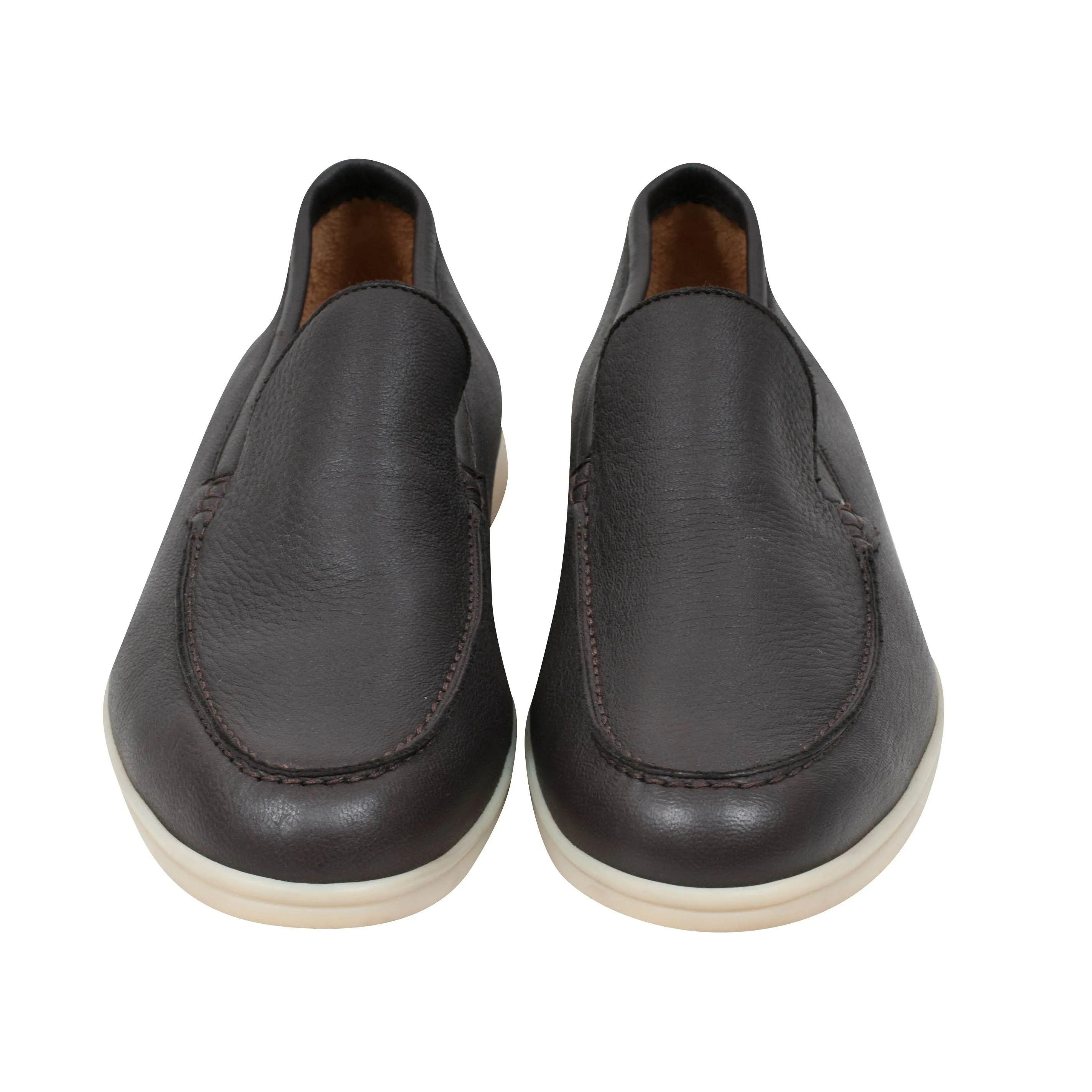 Brown Leather Summer Walk Slip Ons