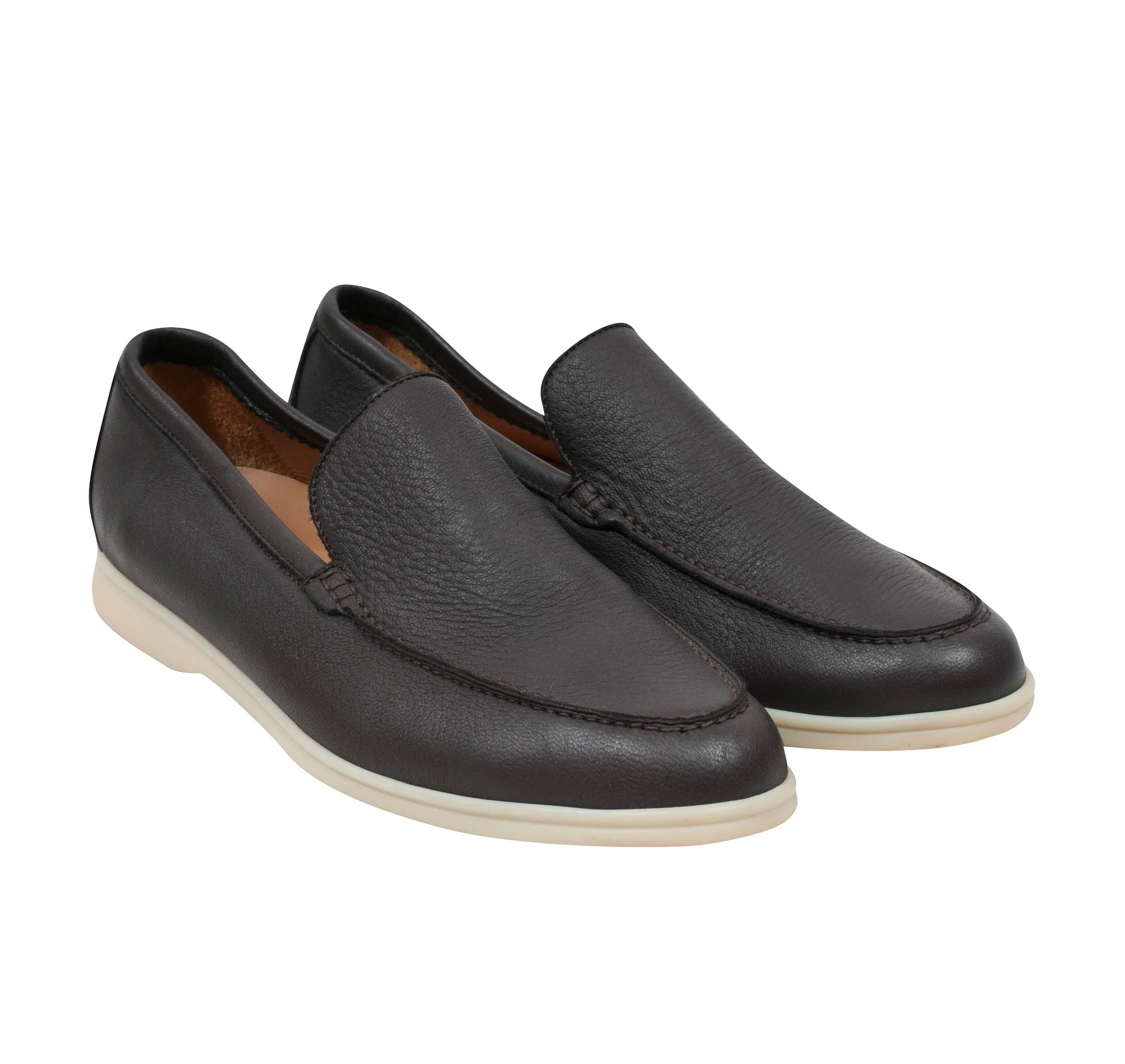 Brown Leather Summer Walk Slip Ons