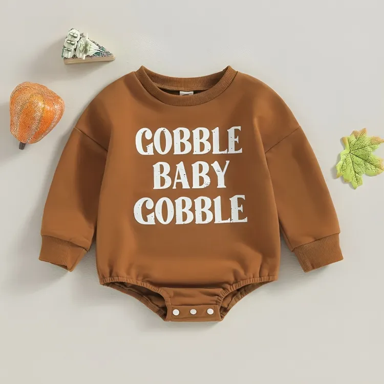 Brown Thanksgiving Printed Bodysuit Top