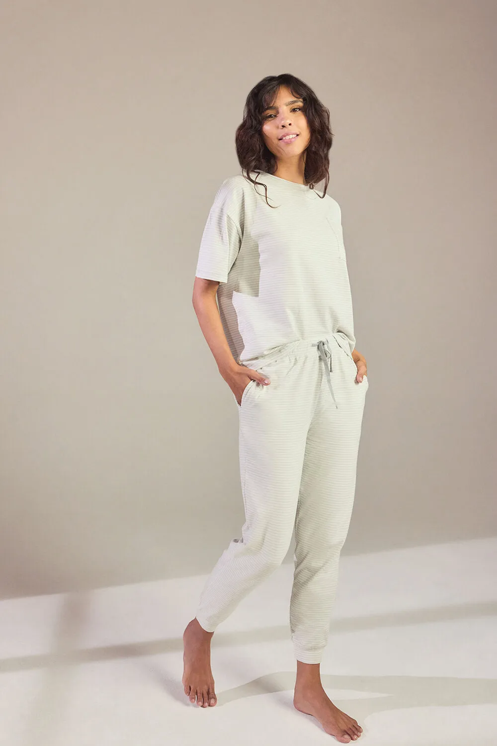 Brushed Cotton Pyjama Set - Light Grey