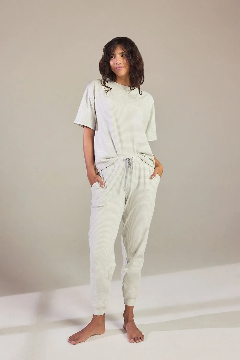 Brushed Cotton Pyjama Set - Light Grey