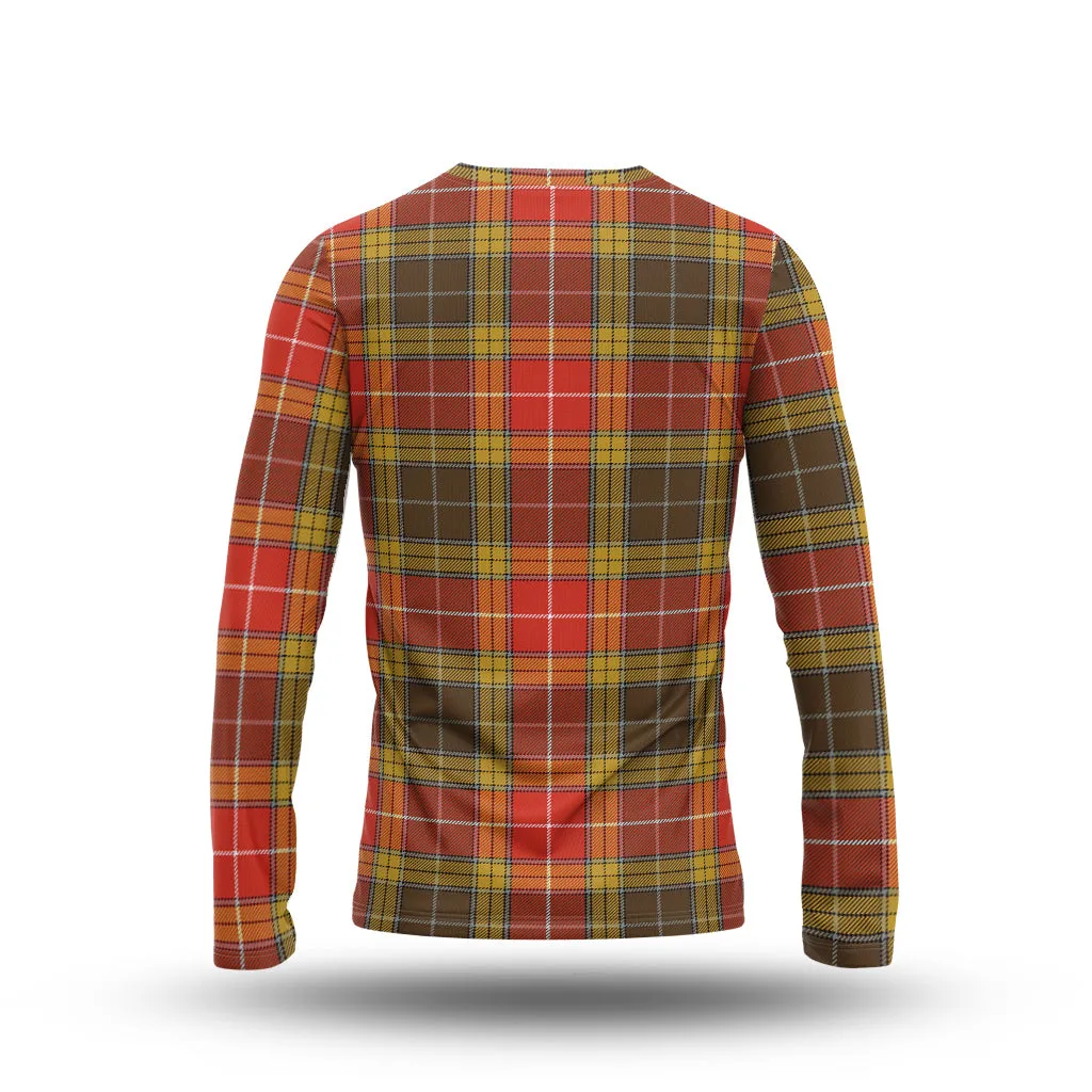 Buchanan Old Set Weathered Tartan Long Sleeve T-Shirt with Family Crest