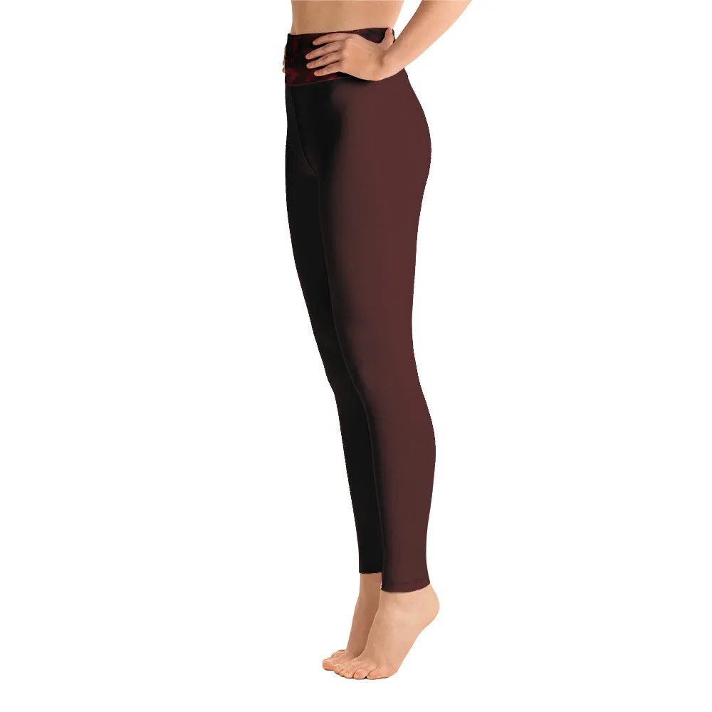 Burgundy Camouflage Yoga Leggings