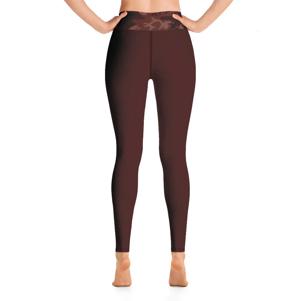 Burgundy Camouflage Yoga Leggings