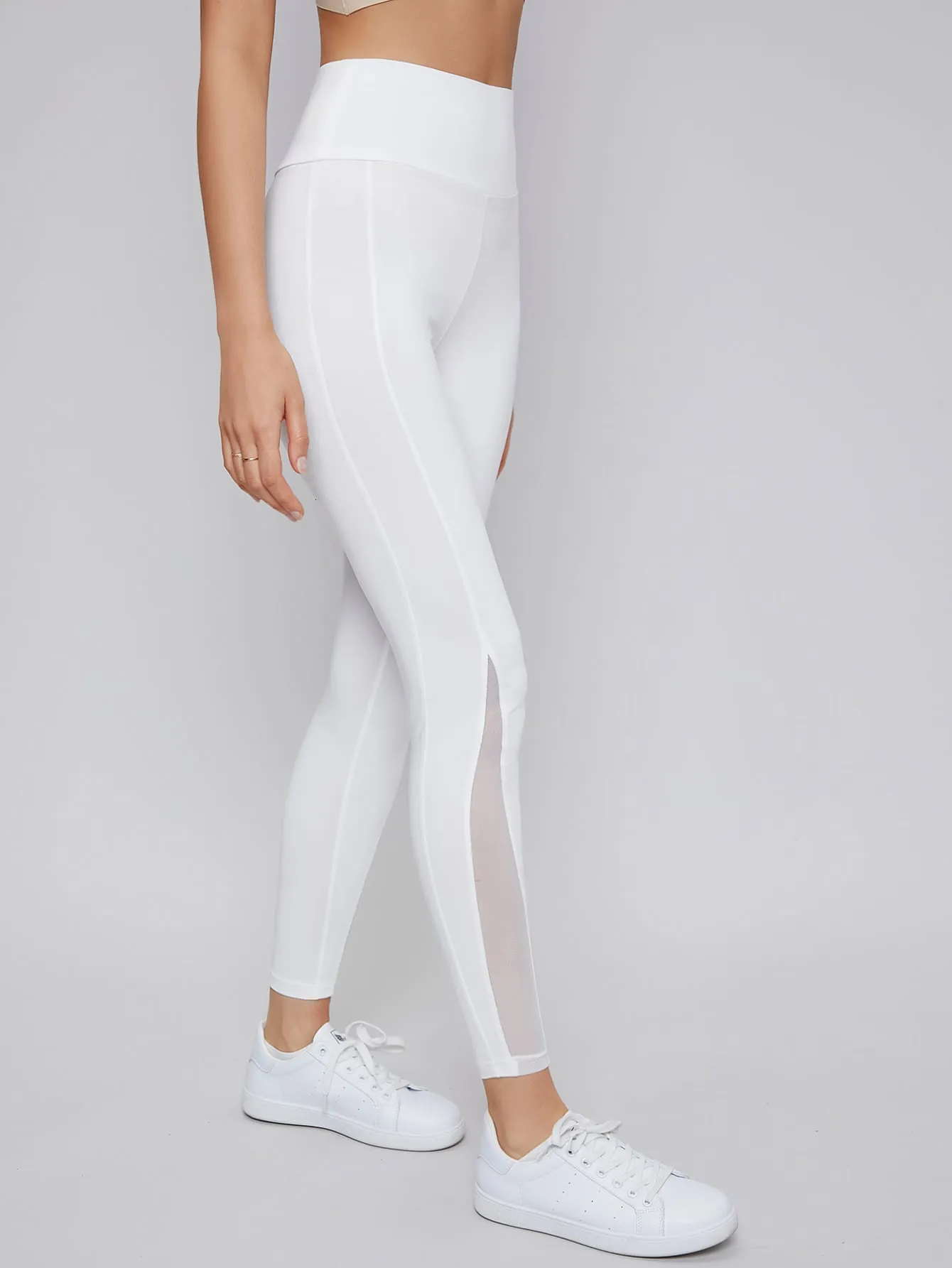 Casual Plain Sheer Cropped Women Leggings