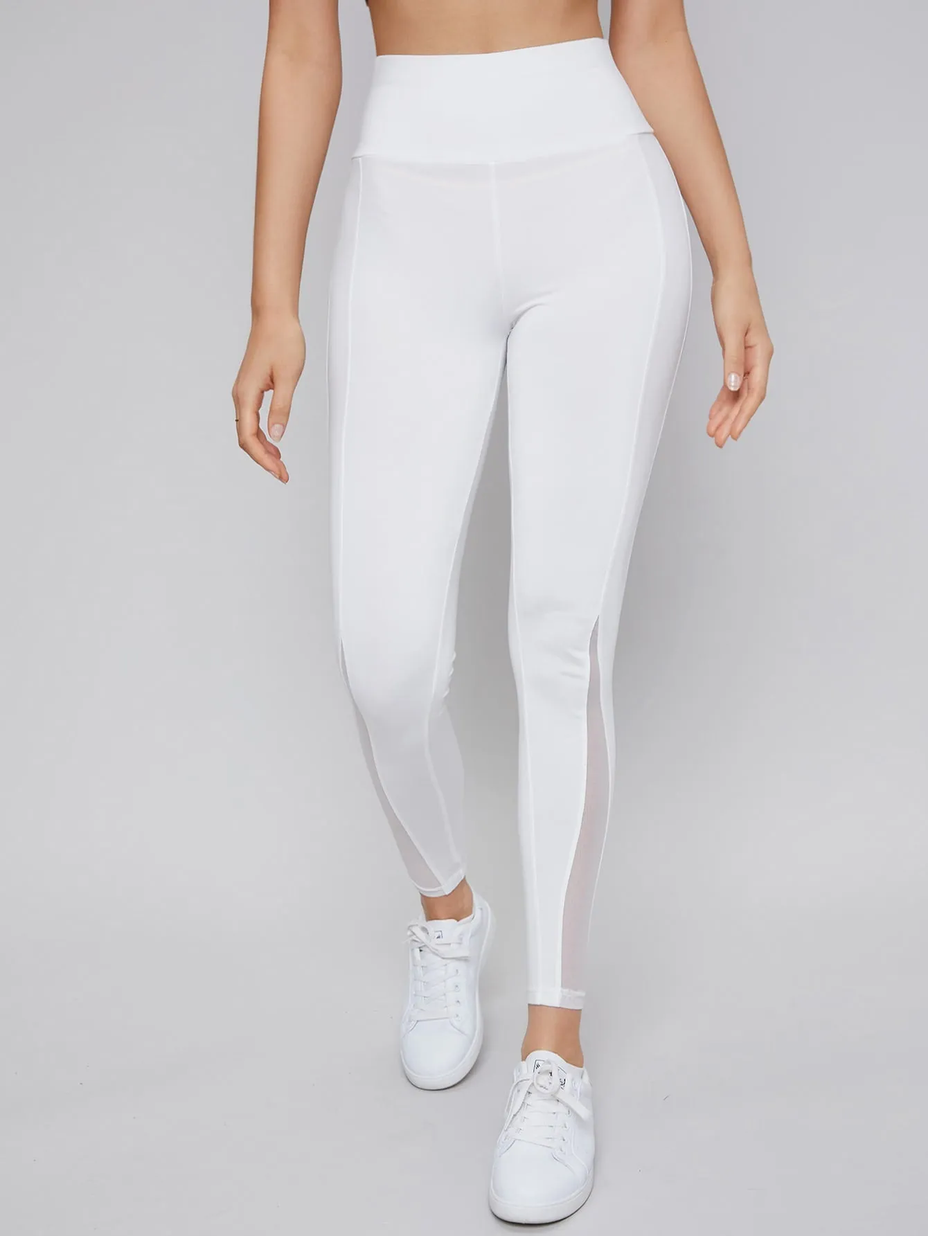 Casual Plain Sheer Cropped Women Leggings