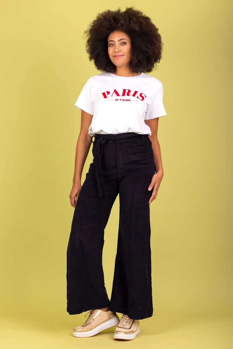 Charlo Mila Cord Cotton Pant Navy