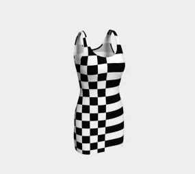 Checkered and Striped Bodycon Dress