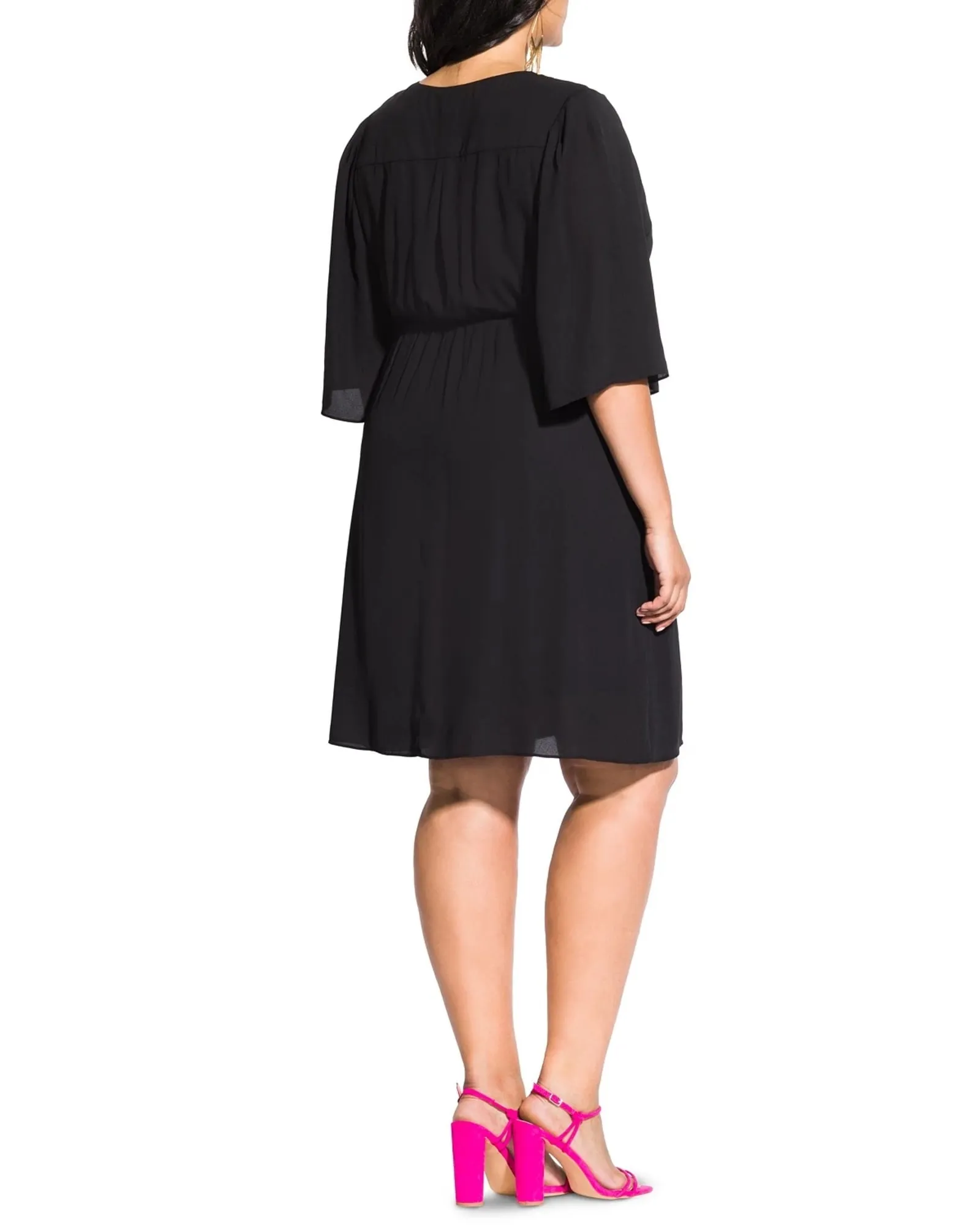 City Chic Women's Trendy Plus Size Jolie Wrap Dress Black Size X-Small | Black