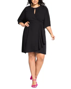 City Chic Women's Trendy Plus Size Jolie Wrap Dress Black Size X-Small | Black