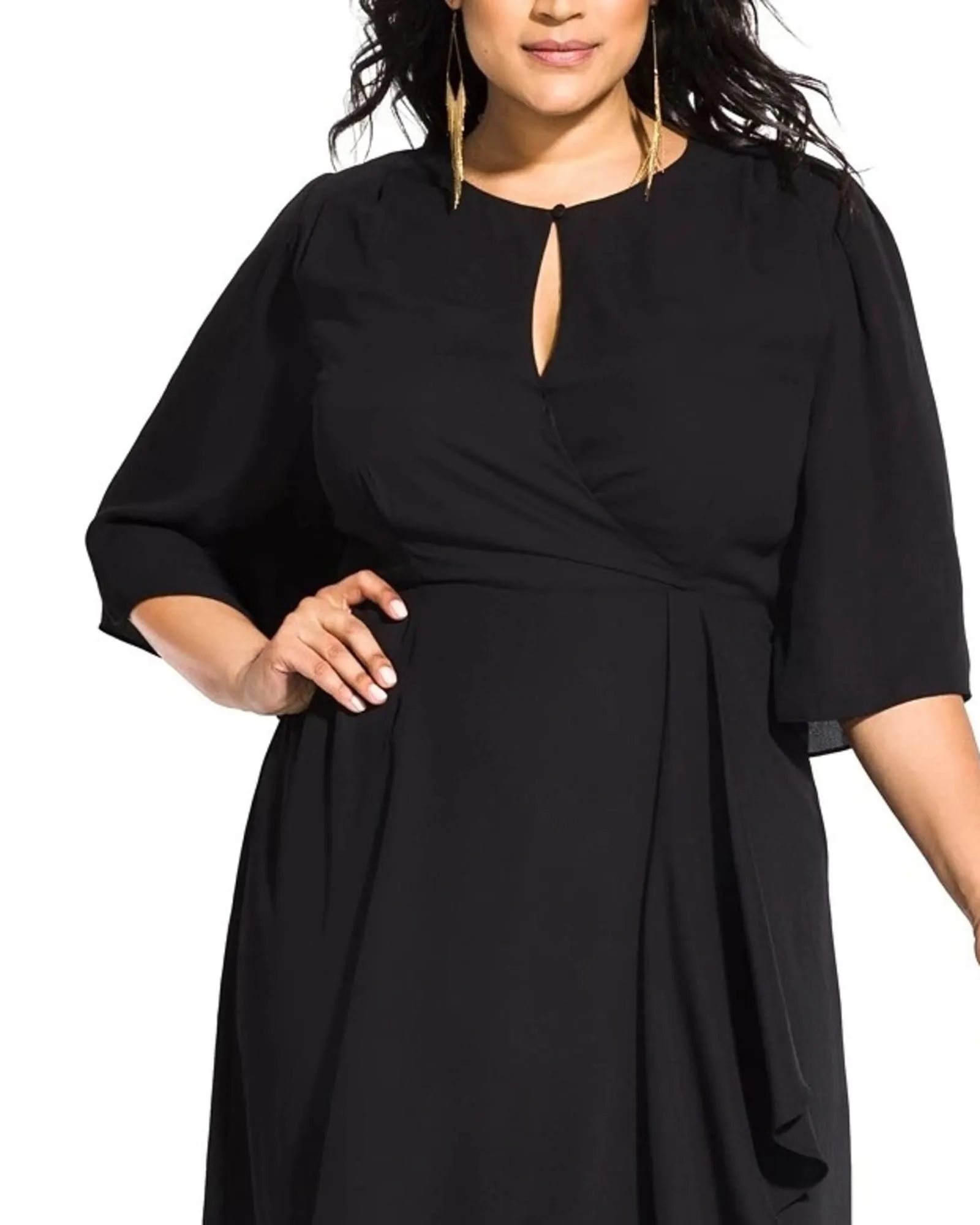 City Chic Women's Trendy Plus Size Jolie Wrap Dress Black Size X-Small | Black