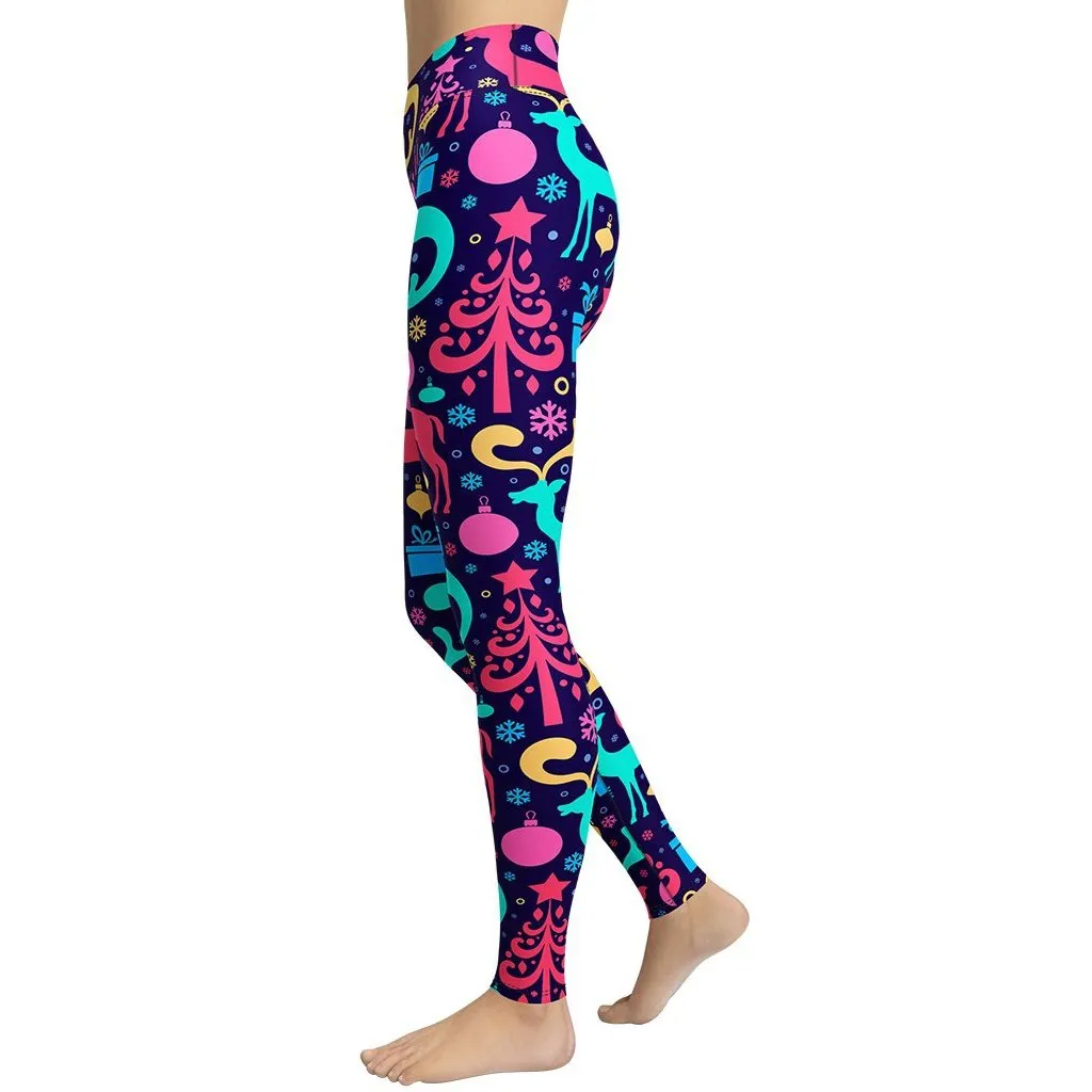 Colorful Christmas Yoga Leggings