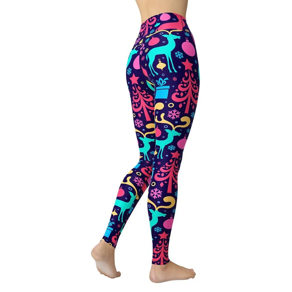 Colorful Christmas Yoga Leggings