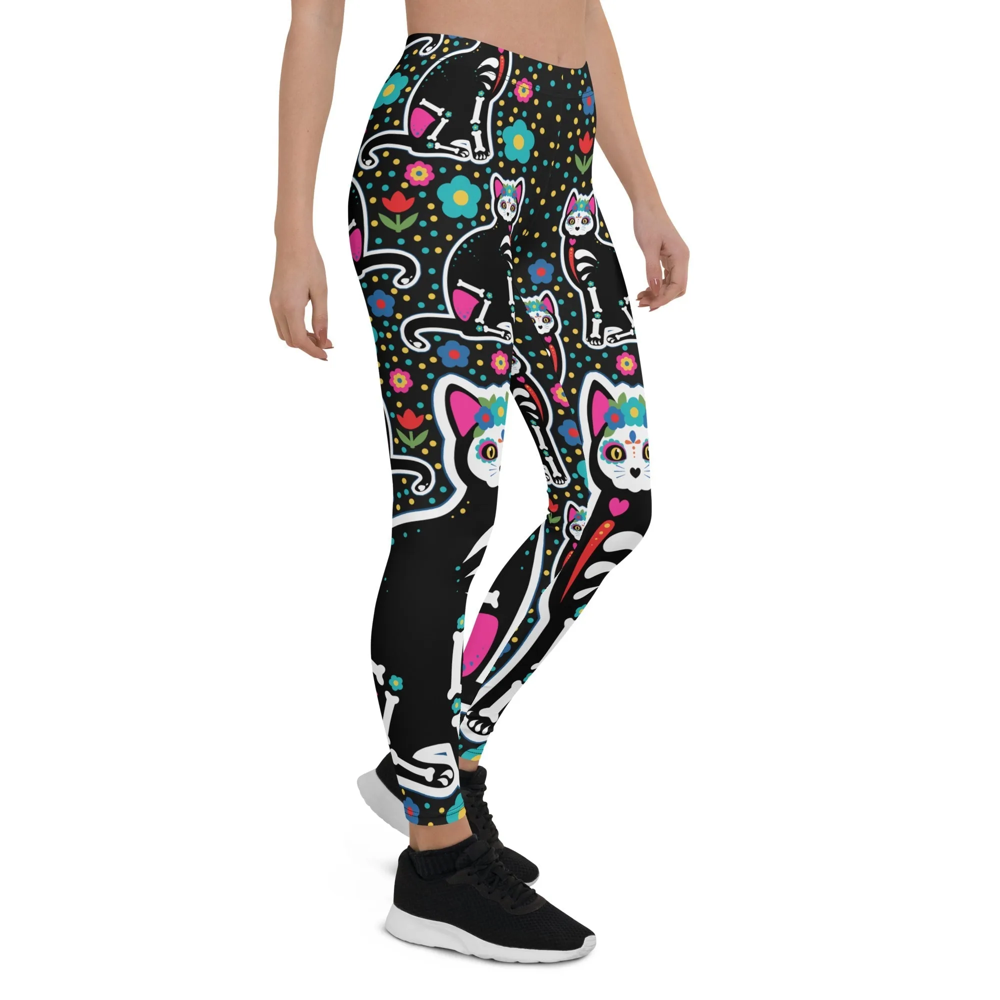 Day of the Dead Cat Print Leggings