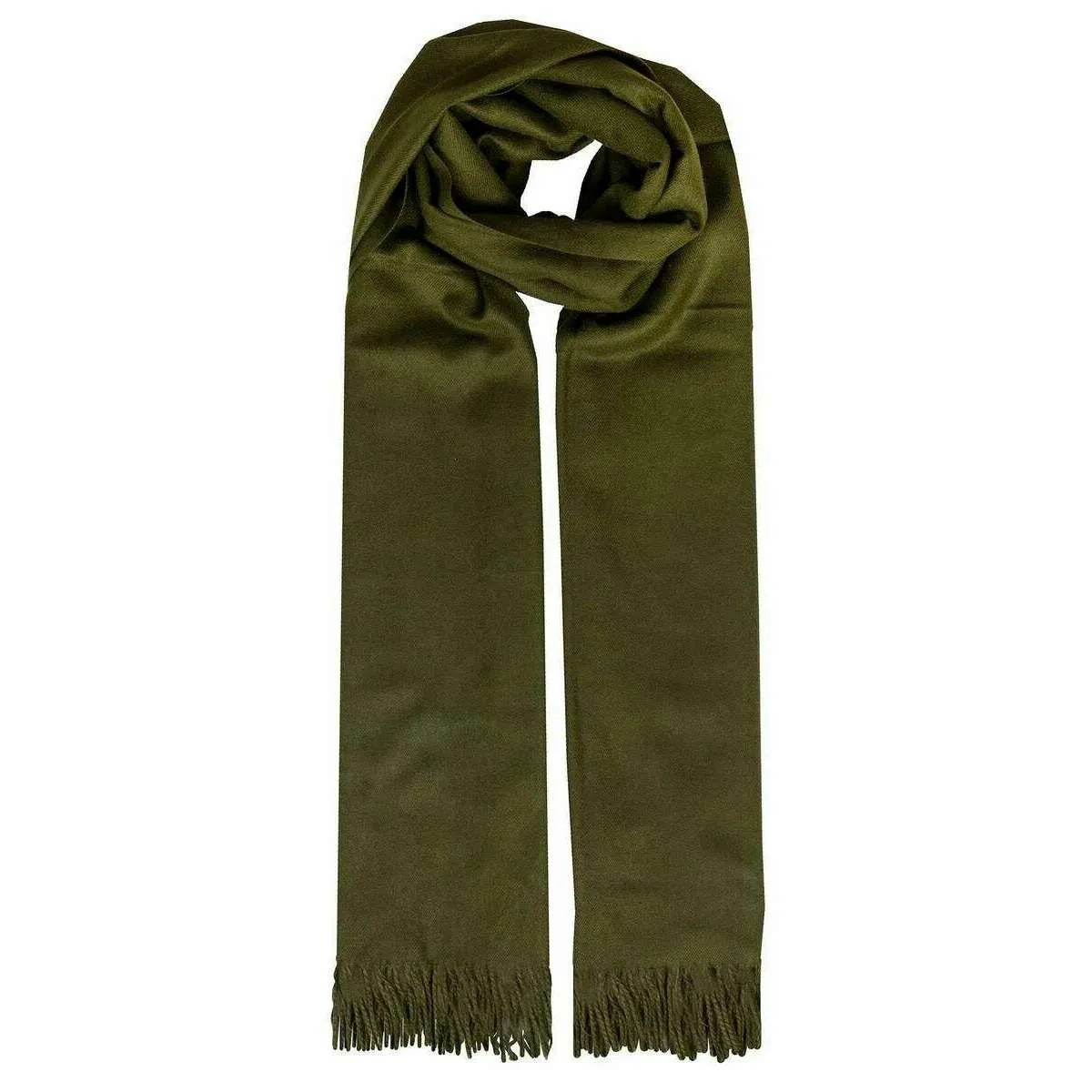 Dents Plain Pashmina Scarf - Olive Green