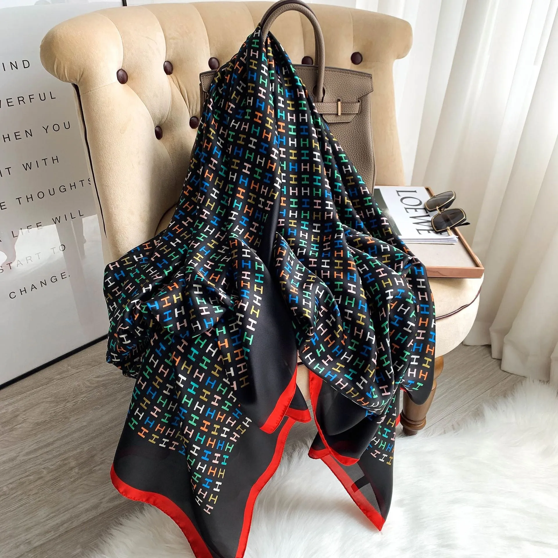 Designer Silk Scarf Female Foulard Bandana Long Shawls Wraps Winter Neck Scarves Pashmina Lady Hijab Luxury New