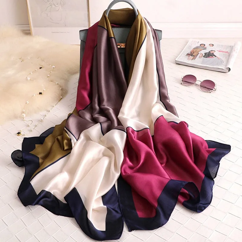 Designer Silk Scarf Female Foulard Bandana Long Shawls Wraps Winter Neck Scarves Pashmina Lady Hijab Luxury New