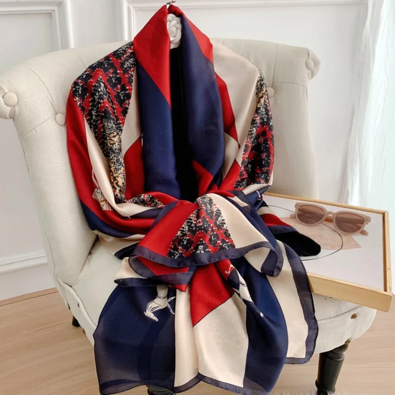 Designer Silk Scarf Female Foulard Bandana Long Shawls Wraps Winter Neck Scarves Pashmina Lady Hijab Luxury New