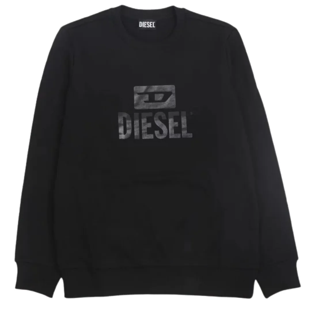 Diesel Tone On Tone Logo Black Sweatshirt