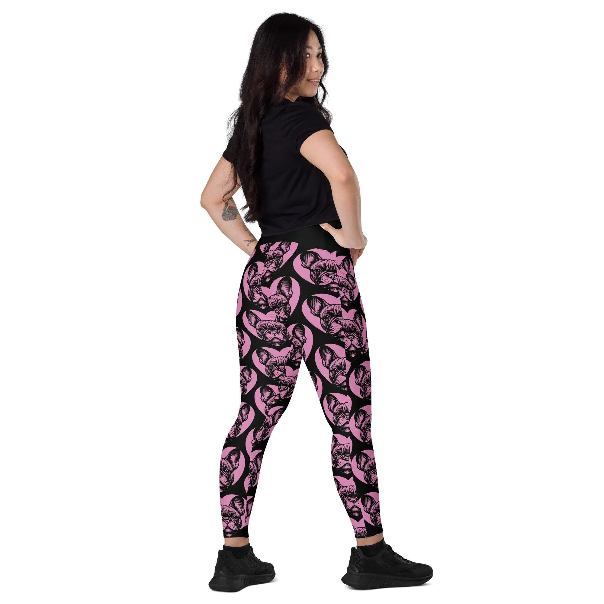 DOG BREED LEGGINGS with pockets - FRENCH BULLDOG - HERTTAHOUND - pink