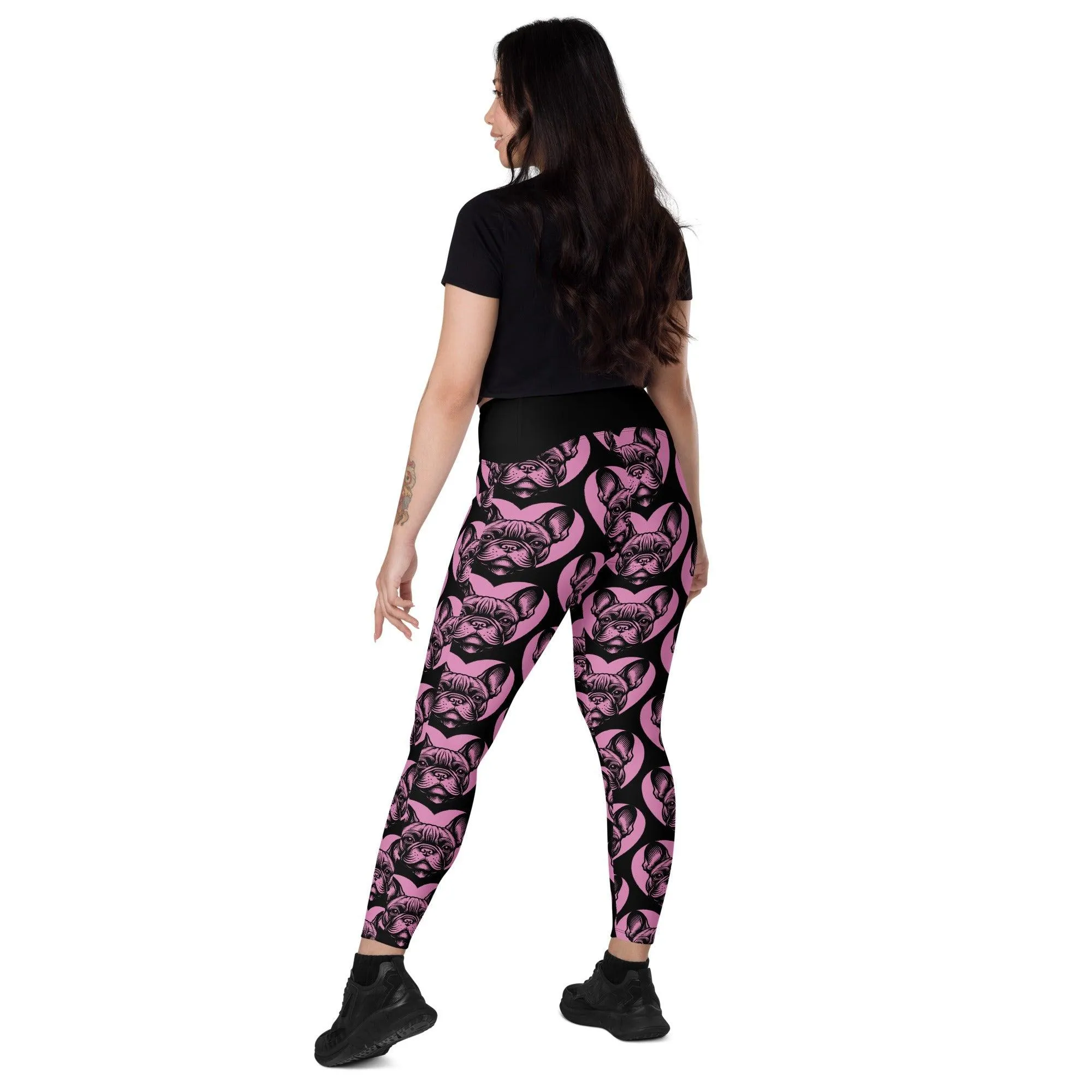 DOG BREED LEGGINGS with pockets - FRENCH BULLDOG - HERTTAHOUND - pink